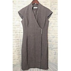 Calvin Klein Brown Sheath Career/Work Wrap Dress